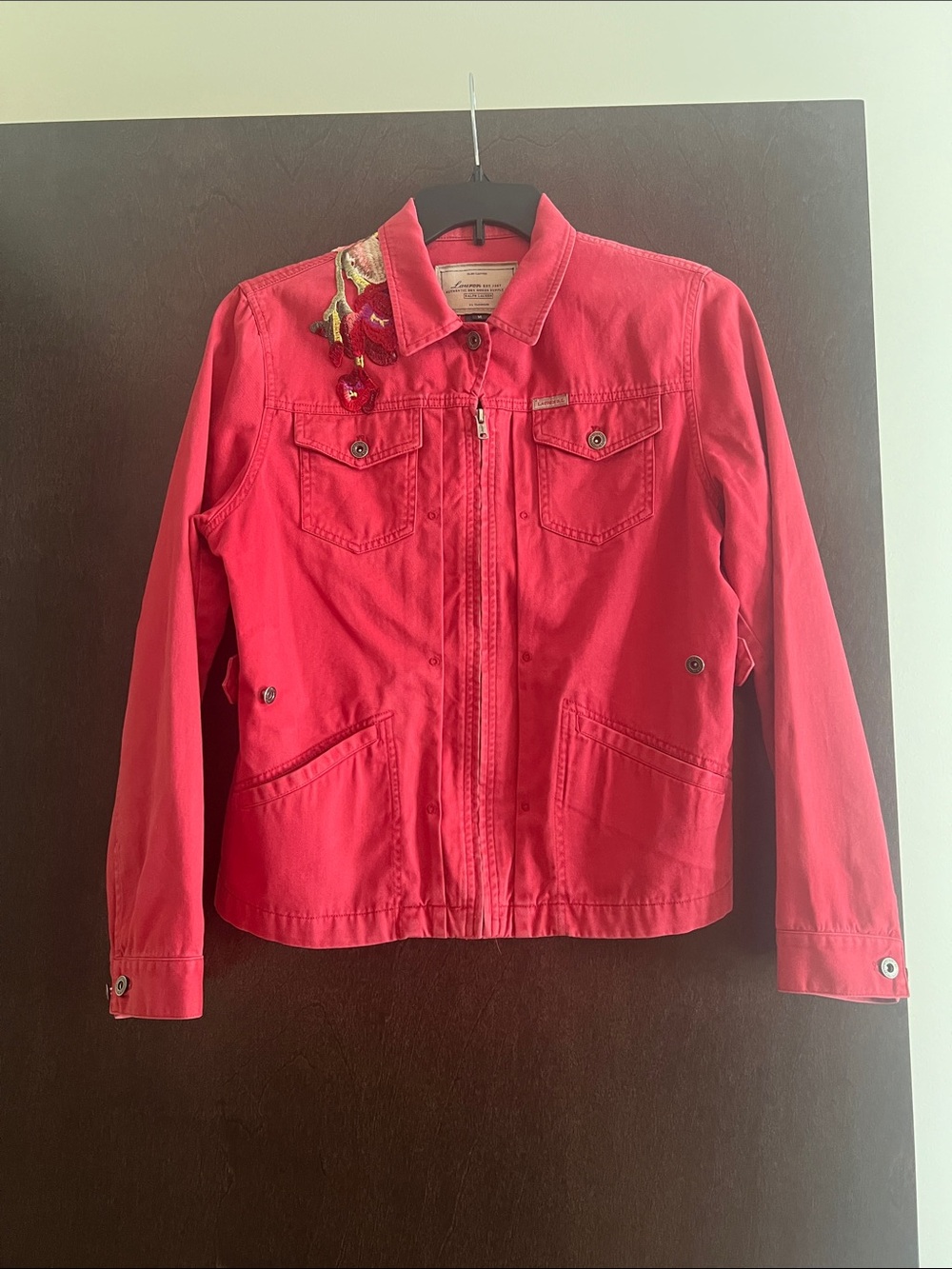 Lauren Ralph Lauren Dark Pink Size M Glen Canyon Embroidered Jacket